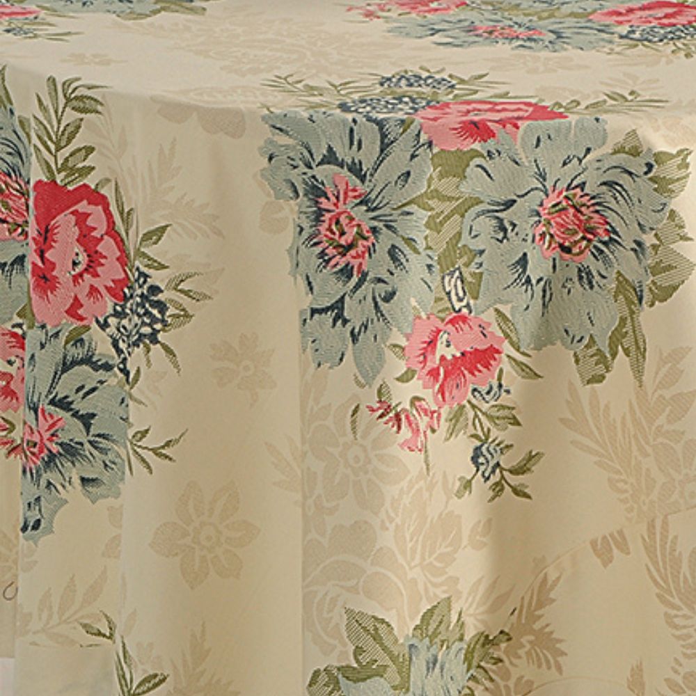 Swayam Floral Cream Printed Round Table Cover - 1986 - 3