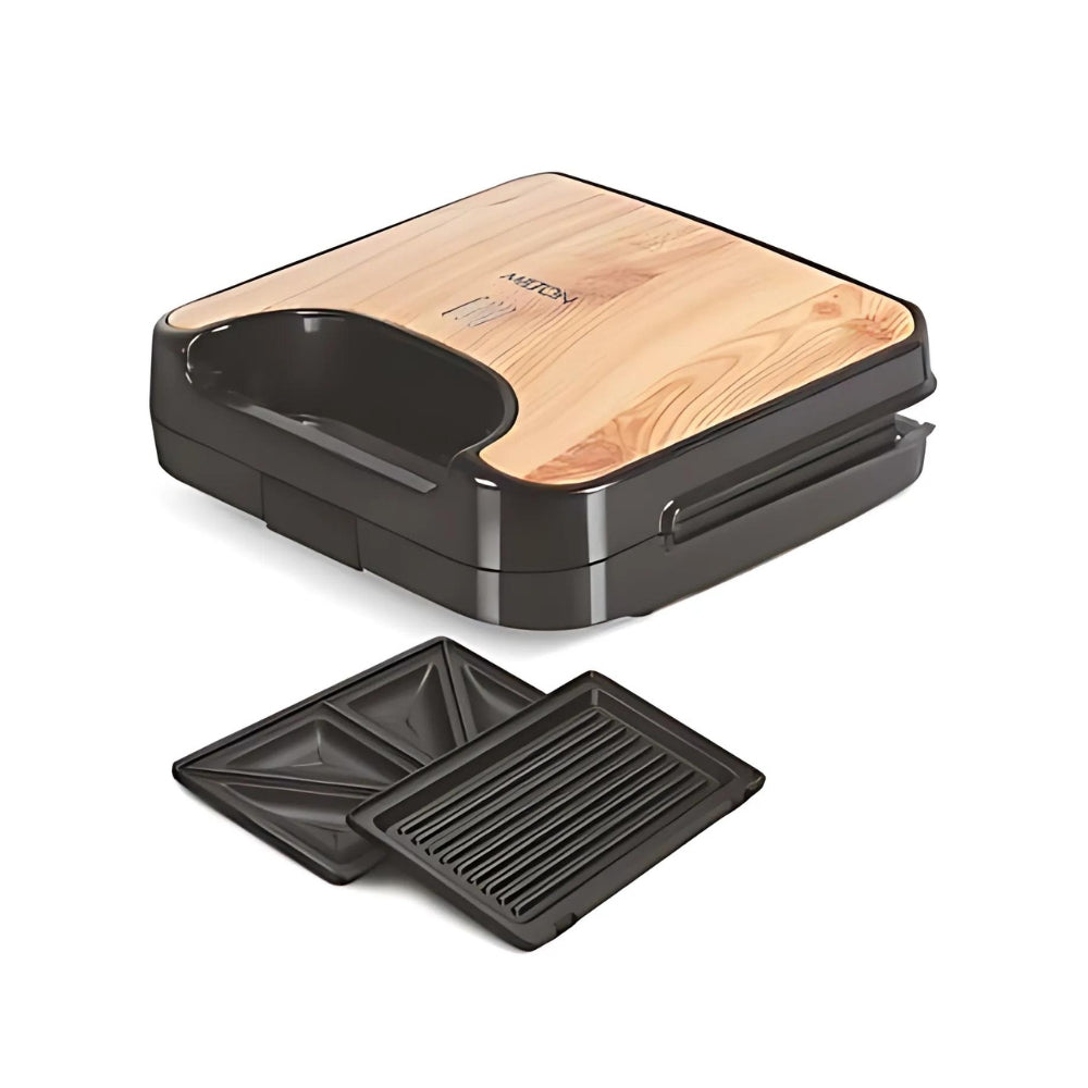 Milton HSM002 2-In-1 Grill Sandwich Maker 850 Watts Black Wooden