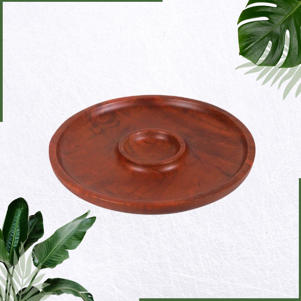 Softel Handcrafted Wooden Chip & Dip Platter - Serving Dish/ Stylish Home Decor