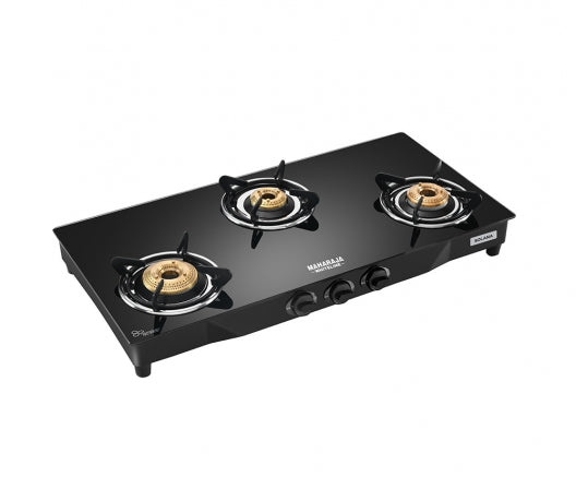 Maharaja Whiteline Solana 3 Burner Glass Top Gas Stove | Black