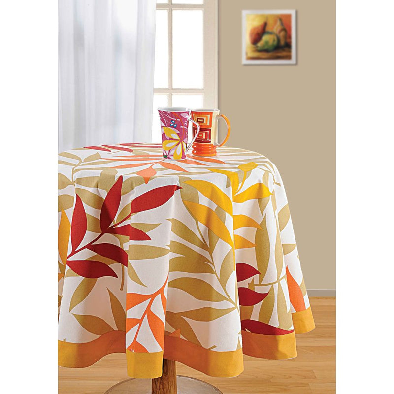 Swayam Autumn Leaves Printed Round Table Cover - 5904 - 2