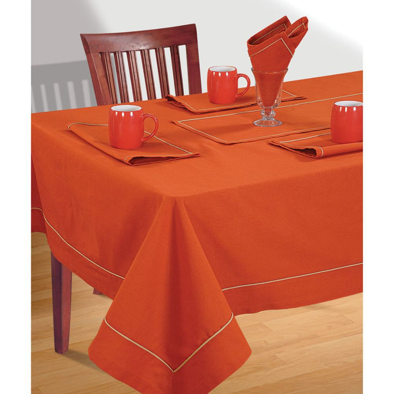Swayam Saffron Plain Flat Rectangular Table Cover - 2