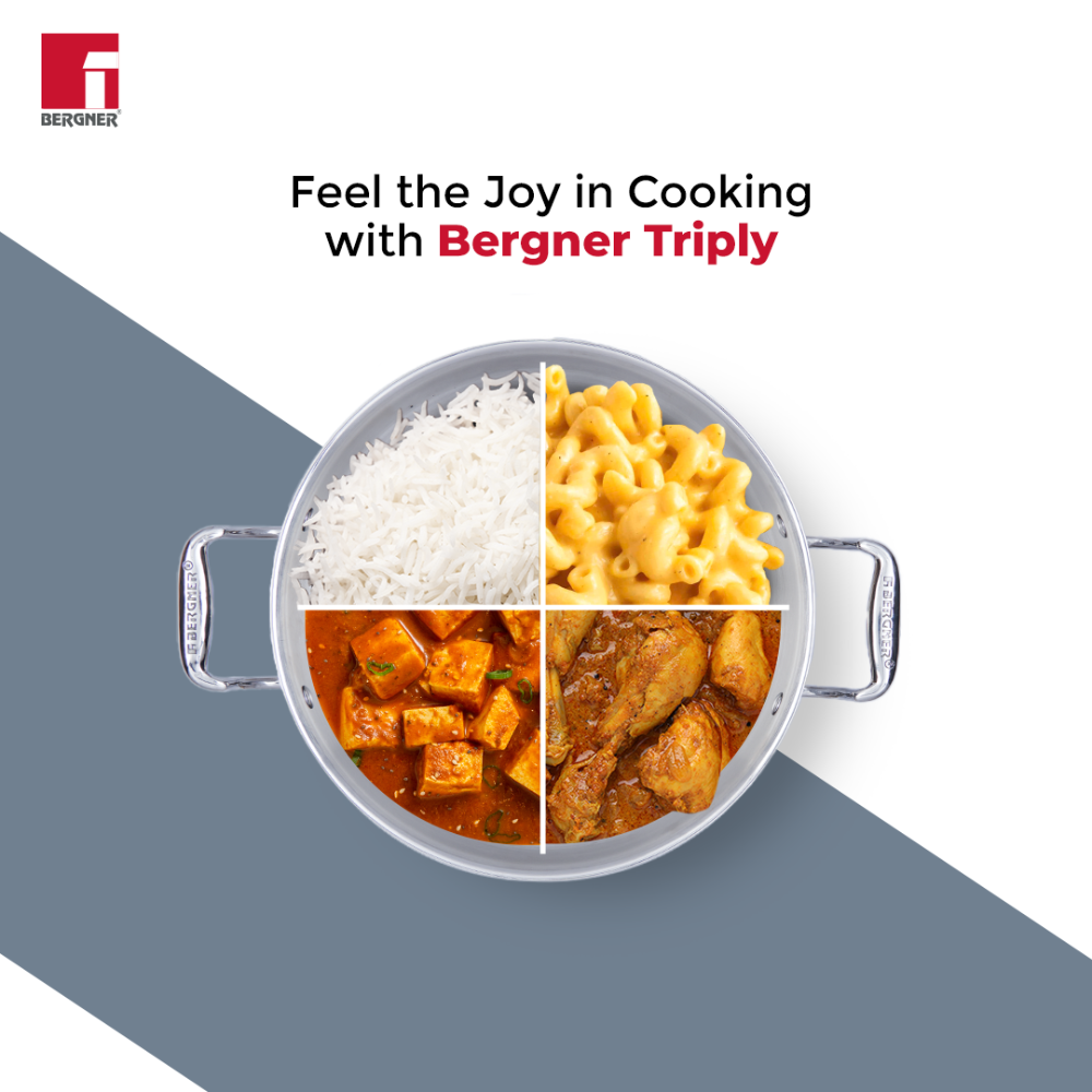 Bergner Argent TriPly Stainless Steel Casserole with Stainless Steel Lid - 9