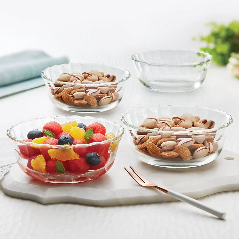 Borosil Designer 430 ML Bowl Set Transparent Set of Pcs