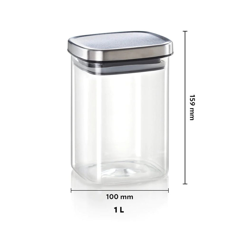 Borosil Classic Square 1000 ML Glass Storage Jar - 3