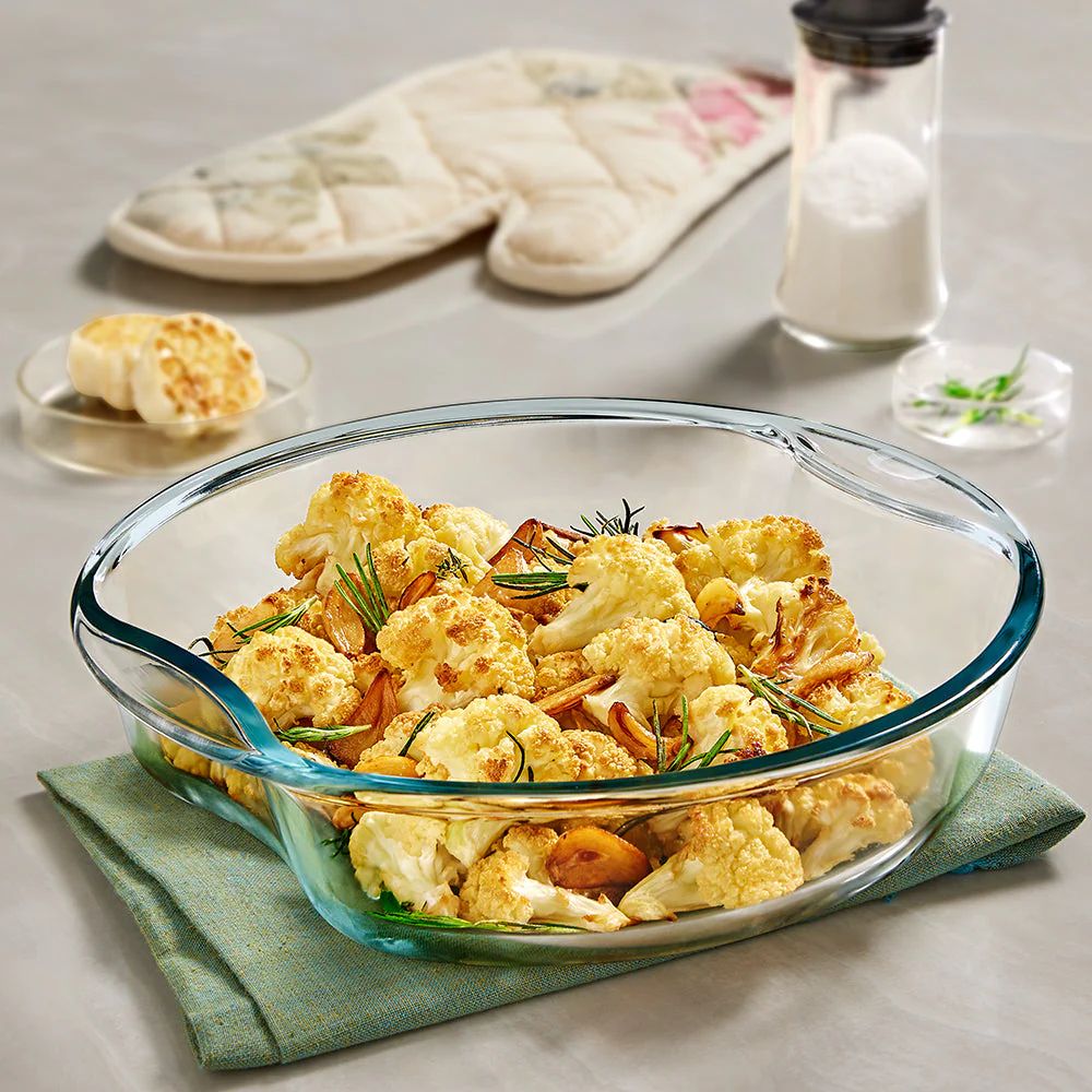 Borosil Glass Easy Grip Round Baking Dish Microwave Safe Oven Safe Transparent Pc