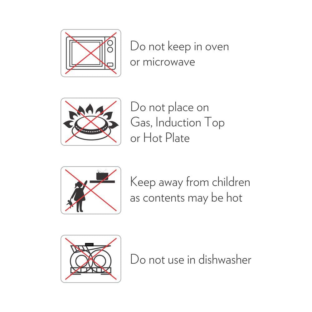 Borosil Servefresh Stainless Steel Striped Insulated 800 ML + 1200 ML Handi Server with Glass Lid - 5