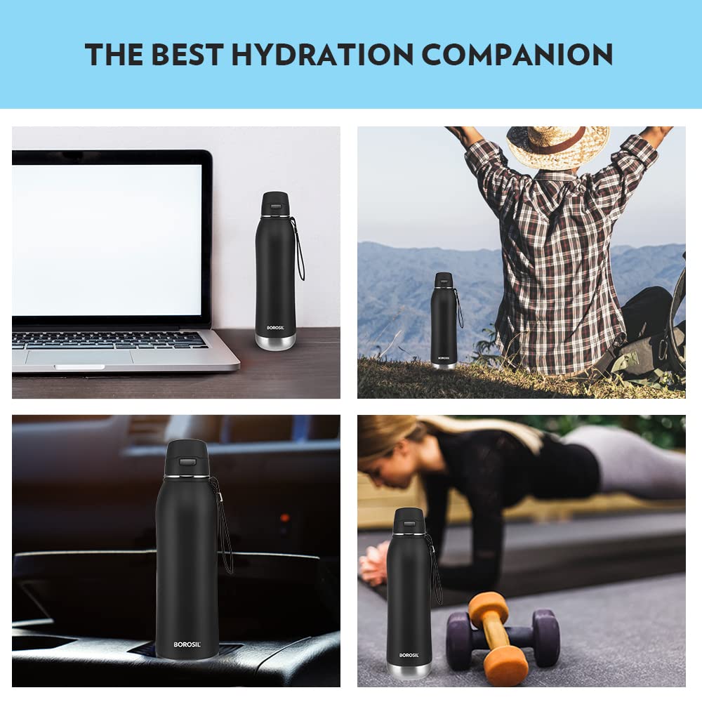 Borosil Stainless Steel Rivera Vacuum Insulated Bottle - 10