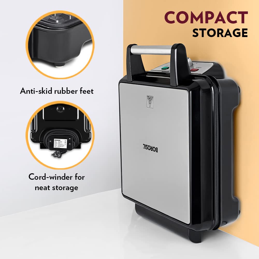 Borosil Jumbo 1100 Watts 4 Slice Waffle Maker - 8