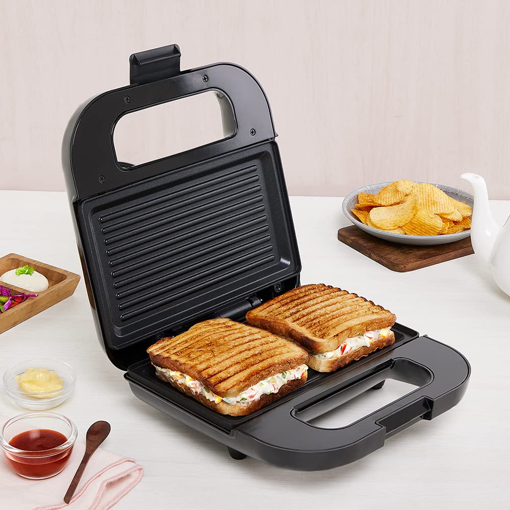 Borosil Novus Slice 750 Watts Grill Sandwich Maker Silver Black