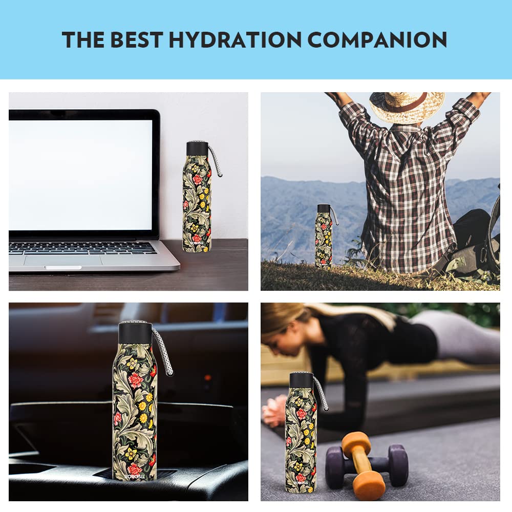 Borosil Stainless Steel Hydra Aquasoul Slate 600 ML Water Bottle - 7