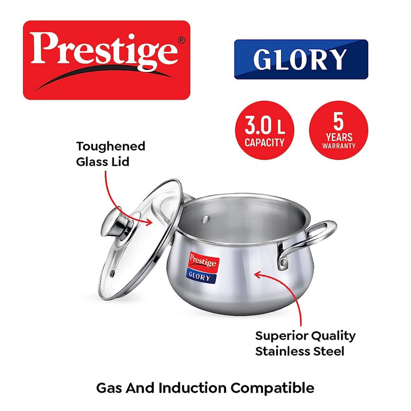 Prestige Glory Stainless Steel Handi with Glass Lid - 3