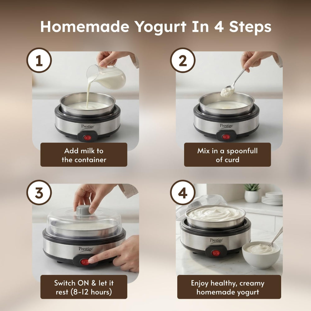 Prestige Electric Yoghurt Maker with Storage Lid with Stainless Steel Inner Pot - 10