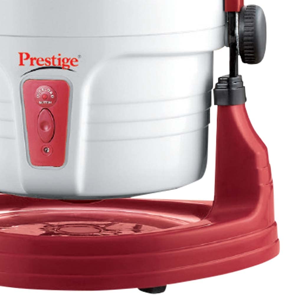 Prestige 2L Stainless Steel Wet Grinder with Atta Kneader & Coconut Scraper – Powerful 200W Motor, Low Noise, Easy Tilting & 5-Year Warranty | White & Red