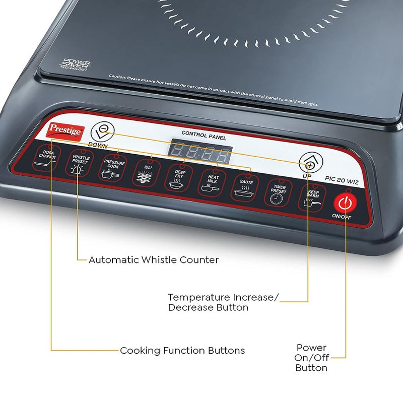 Prestige PIC 20 1600W Induction Cooktop with Automatic Whistle Counter - 8