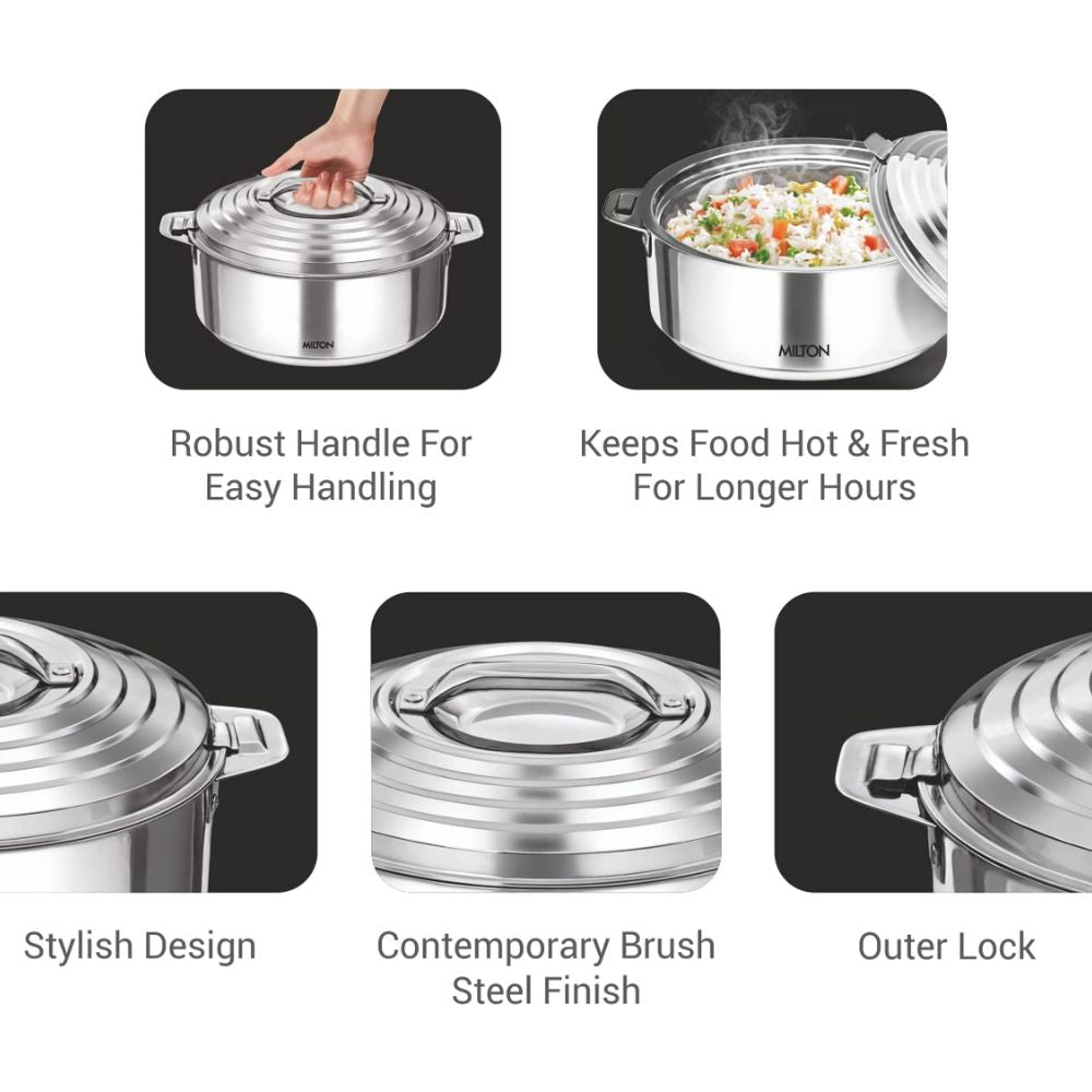 Milton Galaxia Insulated Stainless Steel Casserole | Hot & Cold | Silver