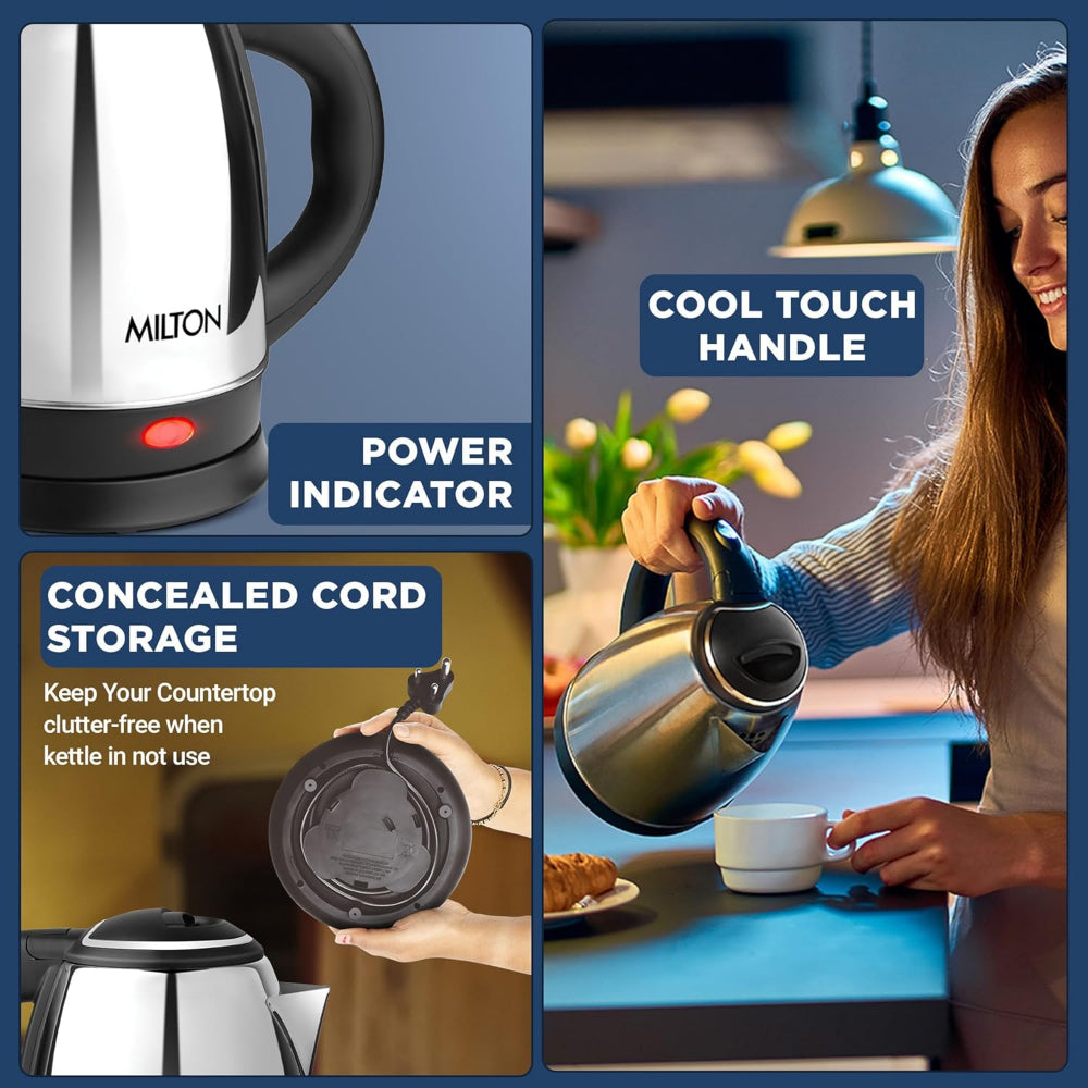 Milton Stainless Steel Insta 1.2 Litre 1500 Watt Electric Kettle - 9