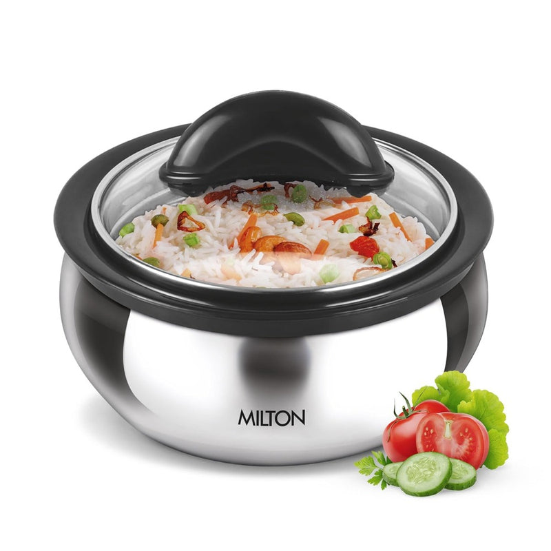 Milton Clarion Stainless Steel Insulated Casserole with Glass Lid - 13