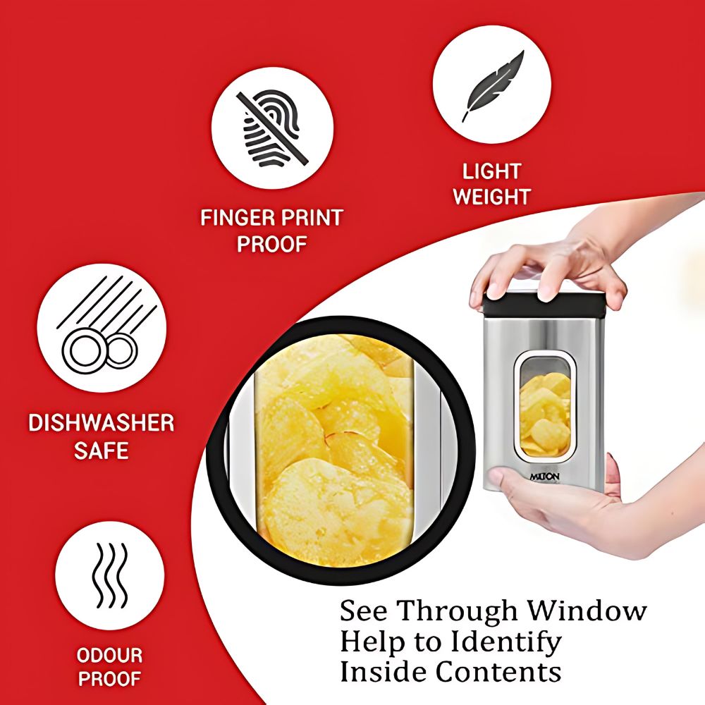 Milton Steel Clear Round Storage Jar - 2