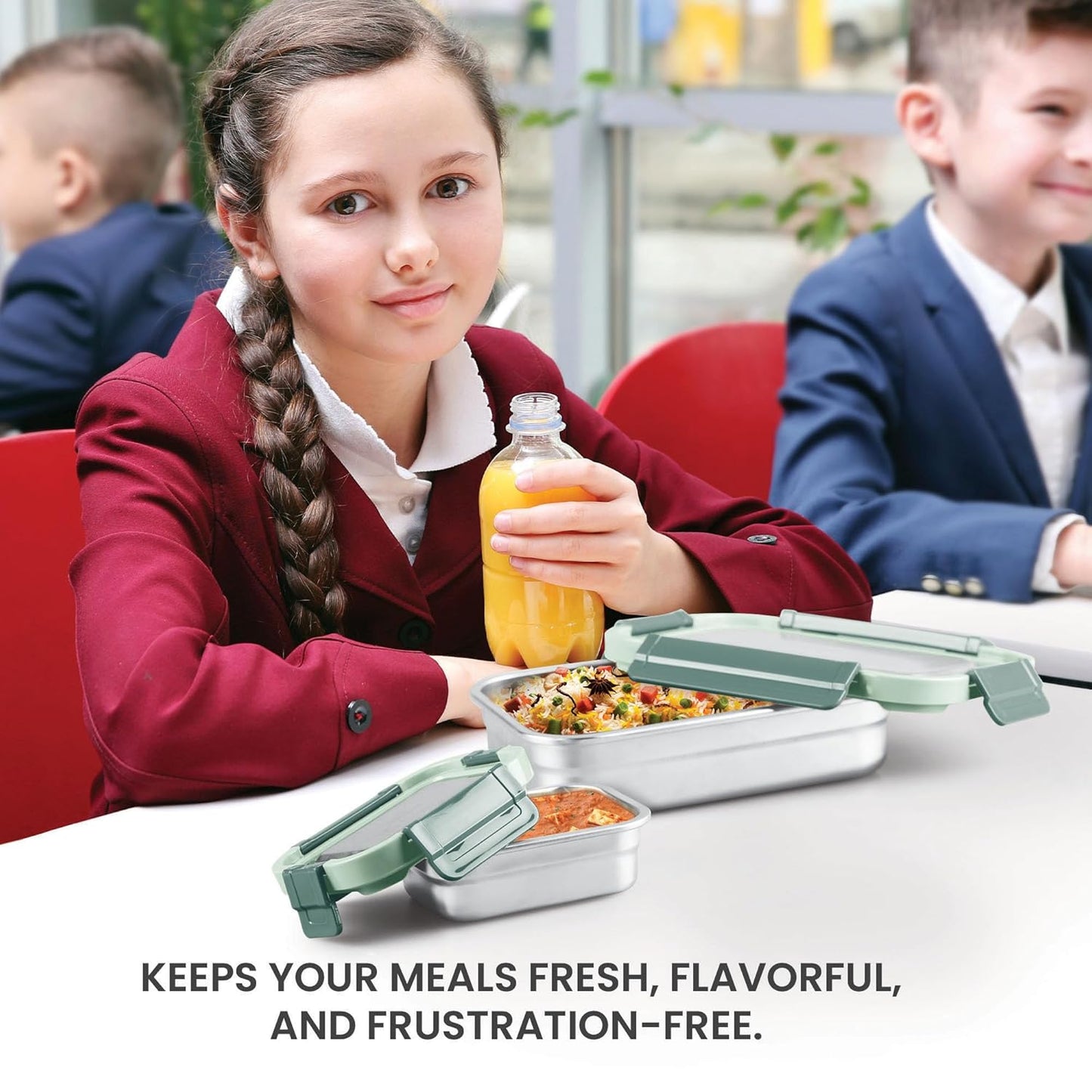 Milton Home Meal Stainless Steel Airtight Leak Proof Lunch Box | 2 Containers