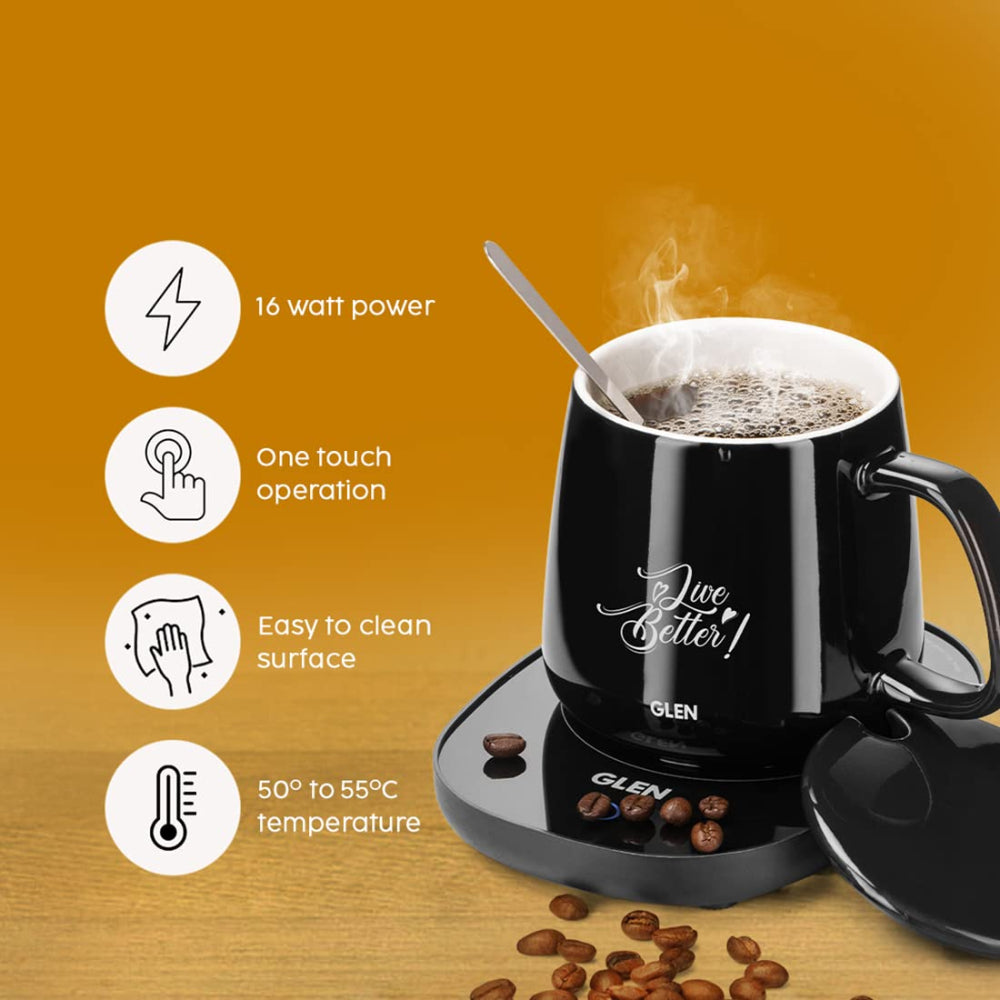 Glen Electric 16 Watts Coffee Mug Warmer Plate with Auto Shut Off and Heating Function - 5