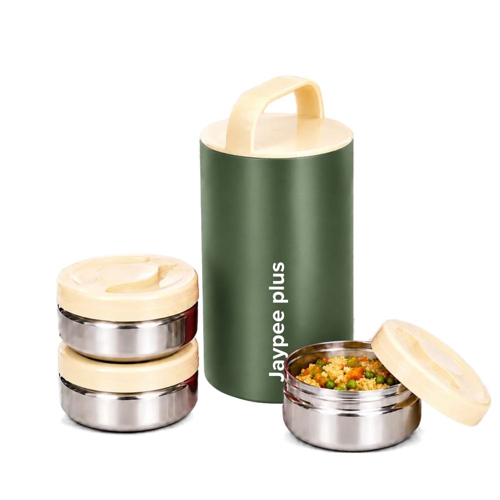 Jaypee Plus SlimSteel Stainless Steel Insulated Tiffin with 3 Containers | Hot & Cold Food Carrier | 12 Hours Hot & 24 Hours Cold