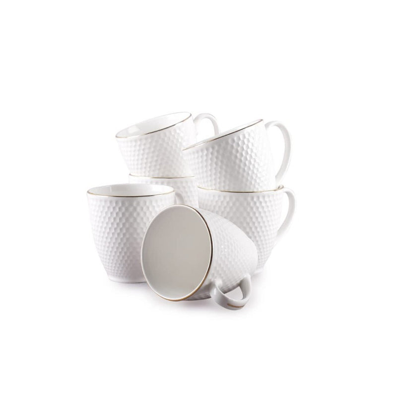 Clay Craft Ceramic Omega Impression Gold Line 200 ML Coffee & Tea Mugs - 2