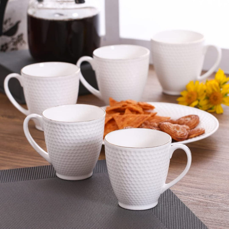 Clay Craft Ceramic Omega Impression Gold Line 200 ML Coffee & Tea Mugs - 1