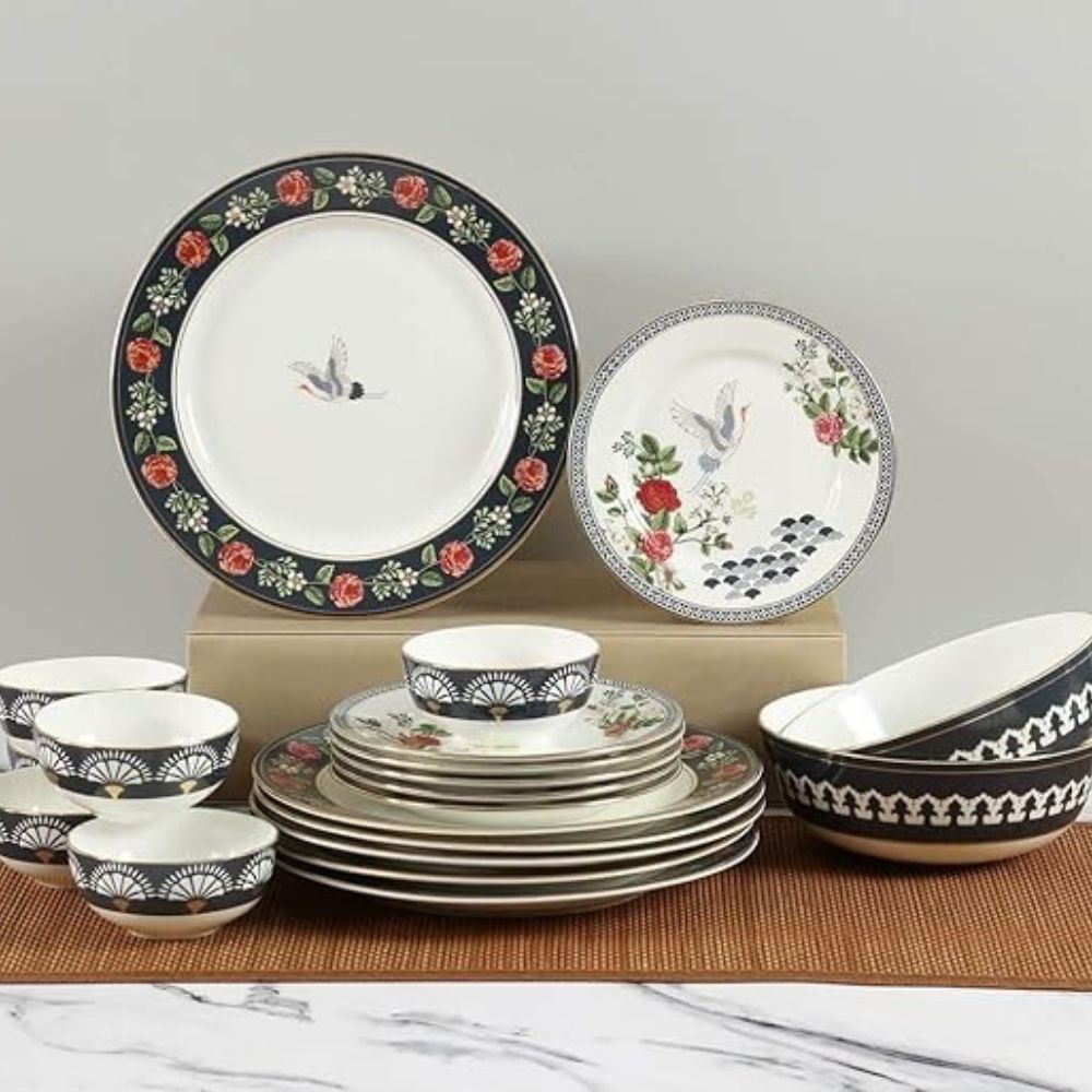 India Circus Gruidae's Trance Dinner Set Premium 22K Liquid Gold Set of 20 Pcs