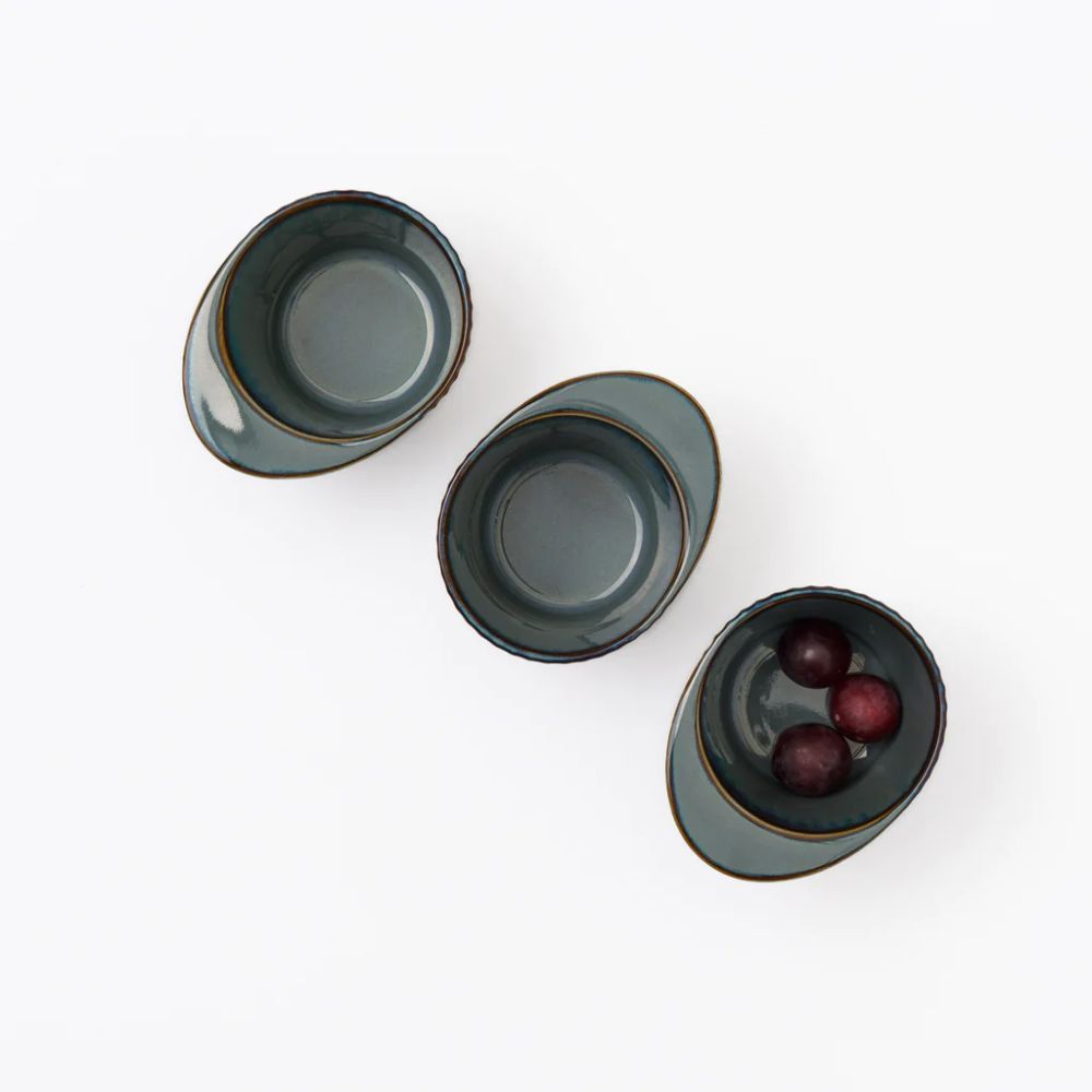 Rena Porcelain Teal Tall Cup Shape Dip Bowl Set - 4