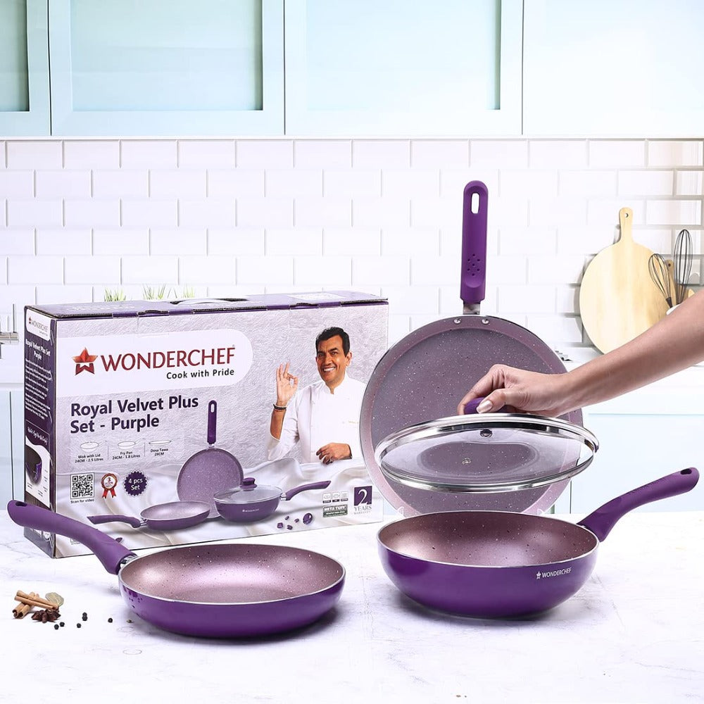 Wonderchef Royal Velvet Plus Aluminium Nonstick Cookware Set - 8