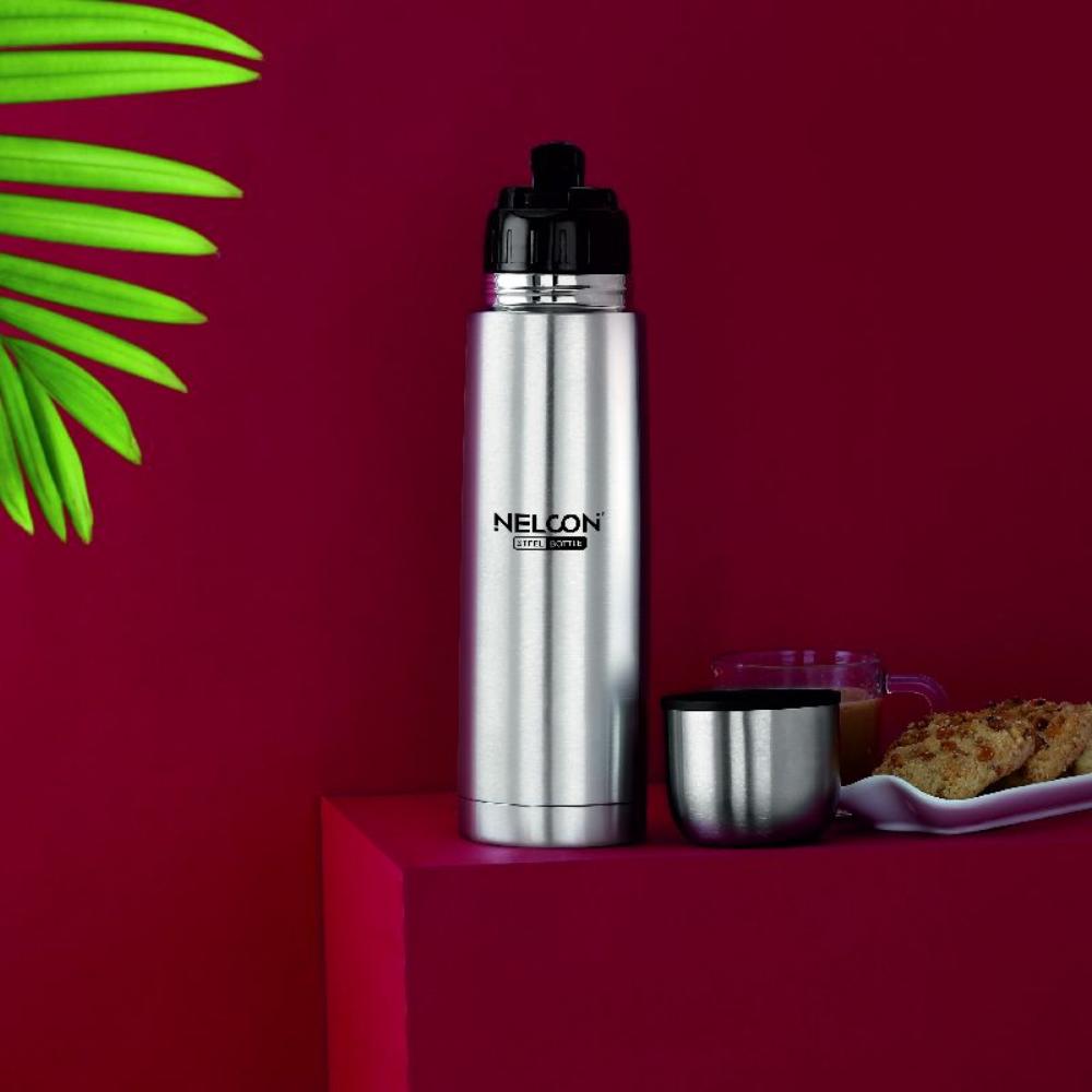 Nelcon Stainless Steel Hydra 1000 ML Flask Silver Pc