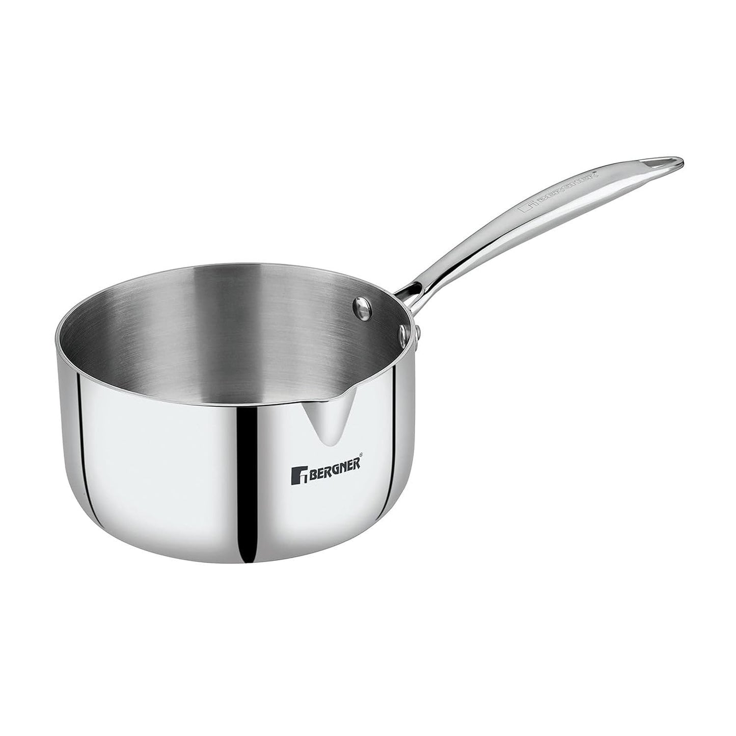 Bergner Argent Tri-Ply 16 cm Saucepan with Lid | Gas & Induction Compatible | Silver