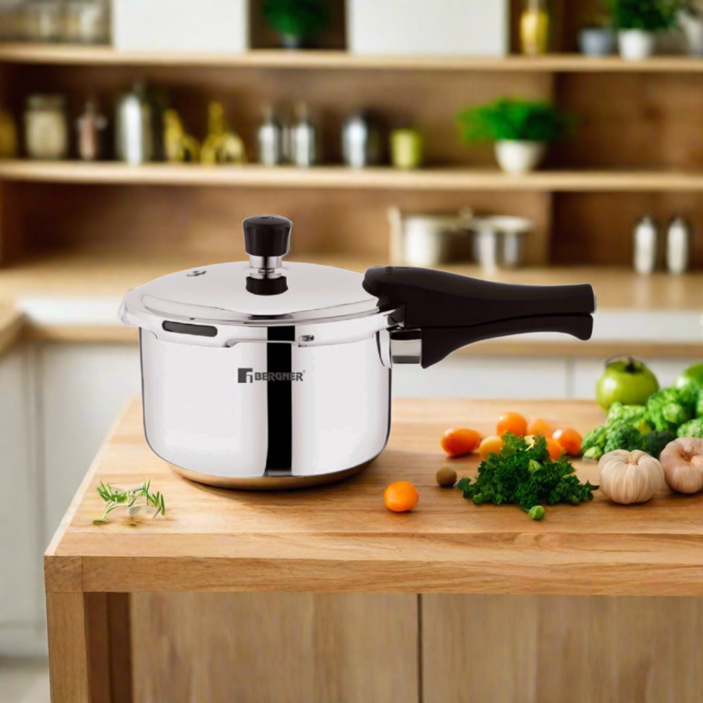 Bergner Trimax Tri Ply Stainless Steel Pressure Cooker with outer Lid