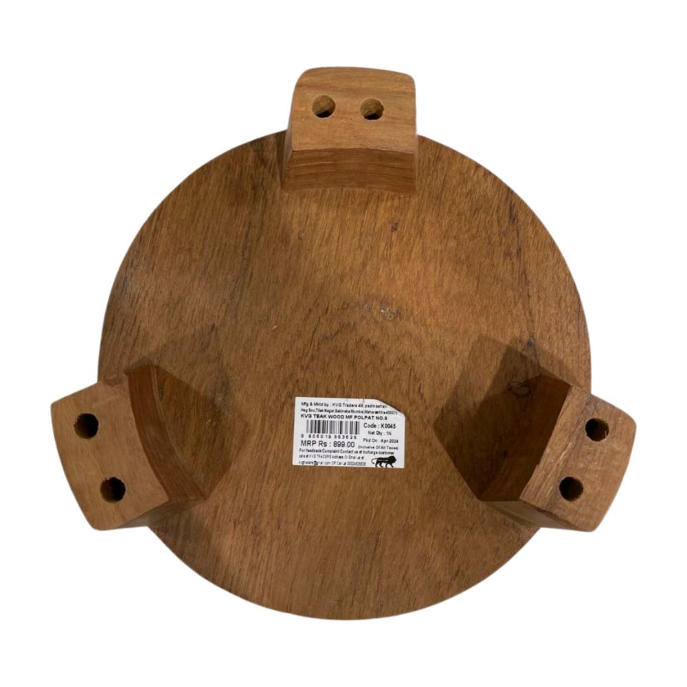 KVG Teak Wood Medium Feet Polpat | Roti Chakla | Roti Patla | Brown - 4