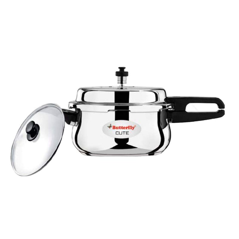 Butterfly Stainless Steel Cute Pressure Cooker with Glass Lid - 1