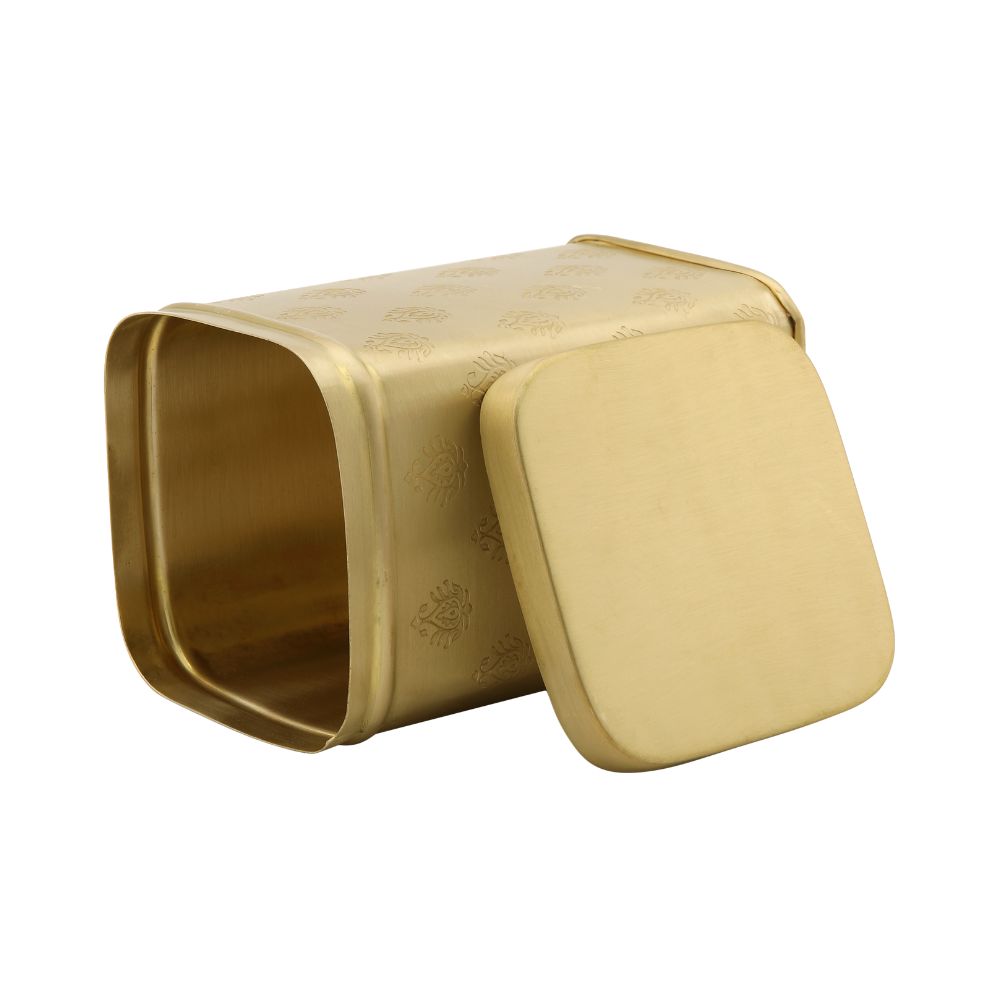 LaCoppera Pure Brass 1250 ML Cube Mor Dabba - 3