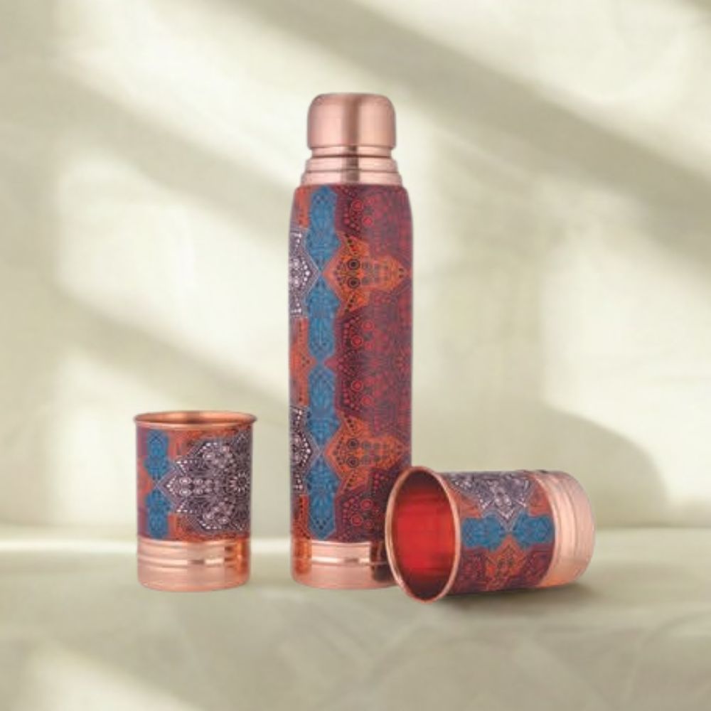 Lacoppera Copper 3D Printed Ayurship Mandala Rediance Gift Set - 2