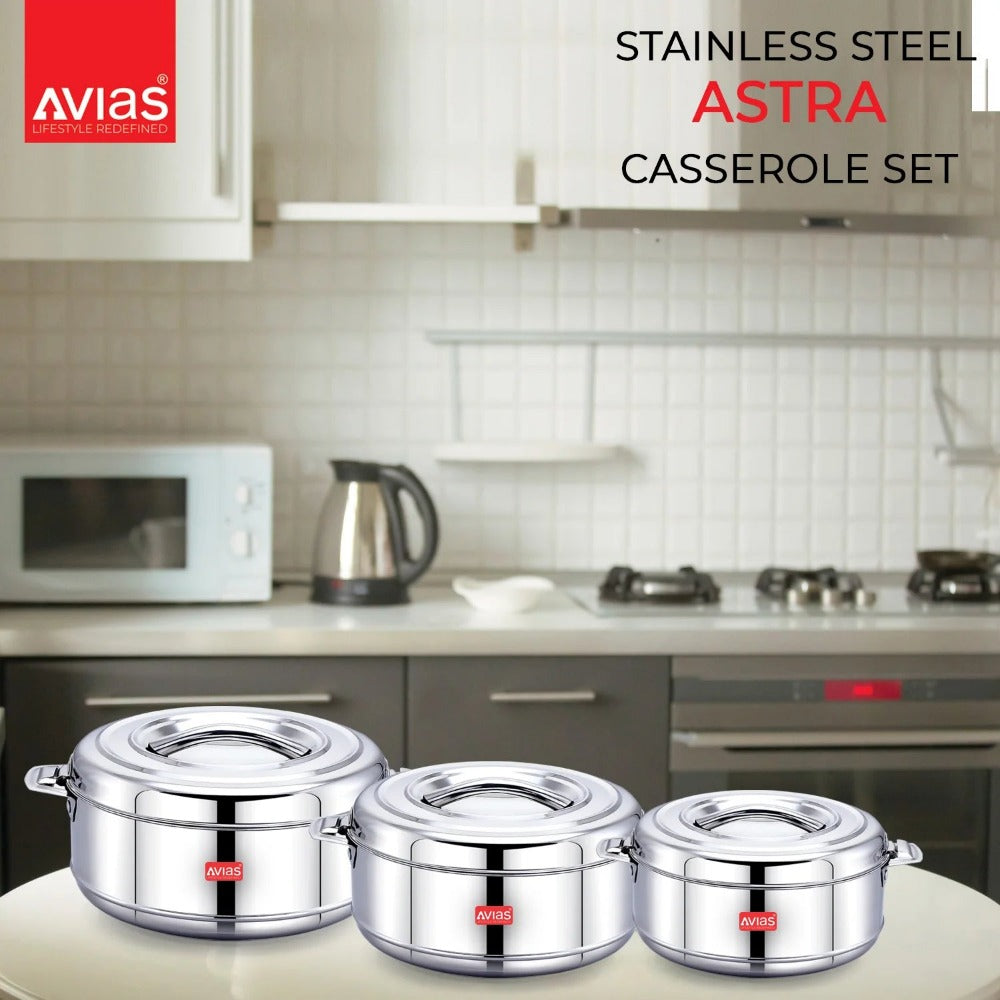 AVIAS Astra Casserole Set | Silver | Set of 3 Pcs-10