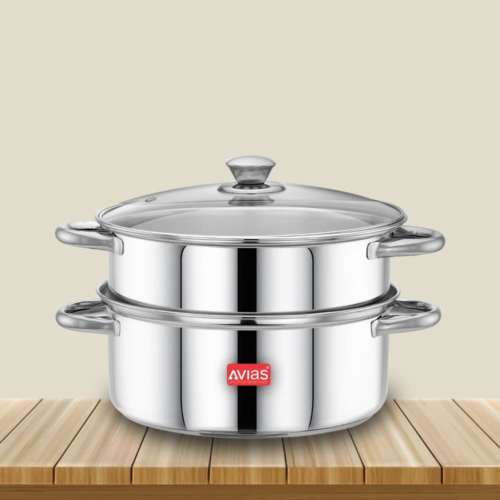 Avias Spectra Steamer Induction And Gas Stove Base| Silver