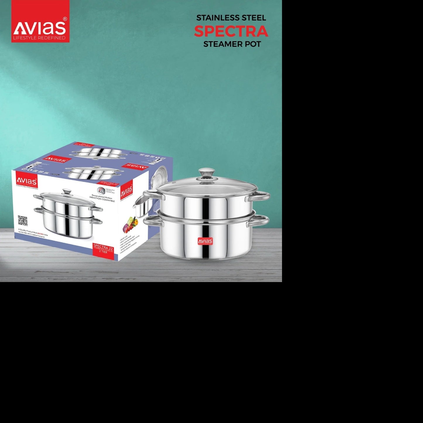 Avias Spectra Steamer | Induction And Gas Stove Base| Silver-6