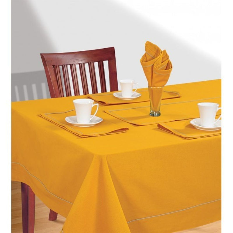 Swayam 4 Seater Amber Yellow Flat Square Table Cover - 2