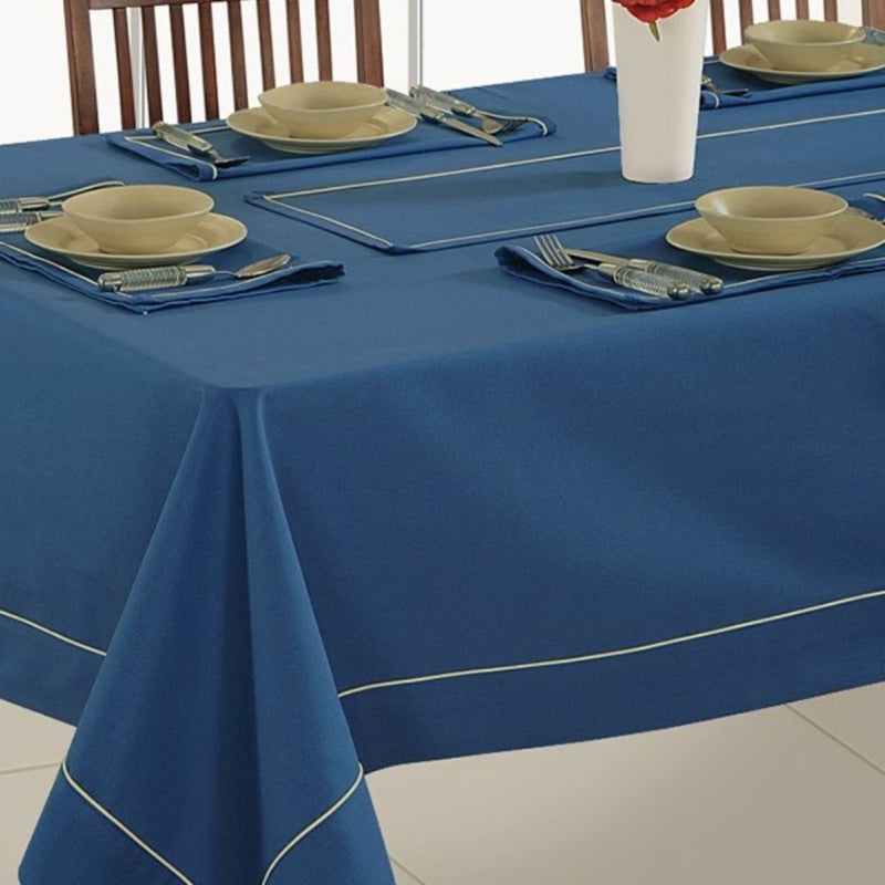 Swayam Plain Ink Blue Flat Rectangular Table Cover - 2