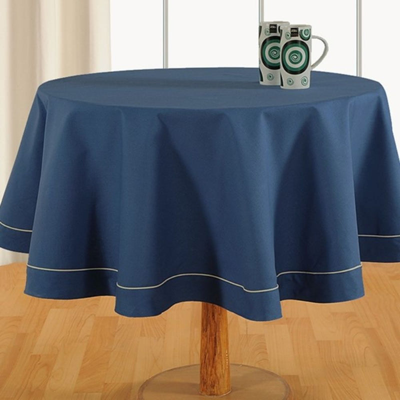Swayam Plain Ink Blue Flat Round Table Cover - 2