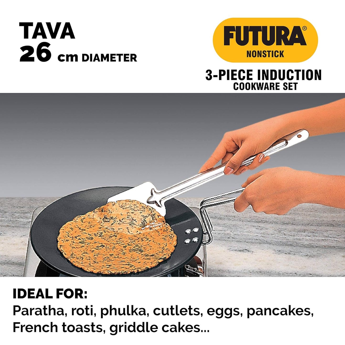 Hawkins Futura Hard Anodised Nonstick Cookware Set - NSET2 | Black | Set of 3 Pcs