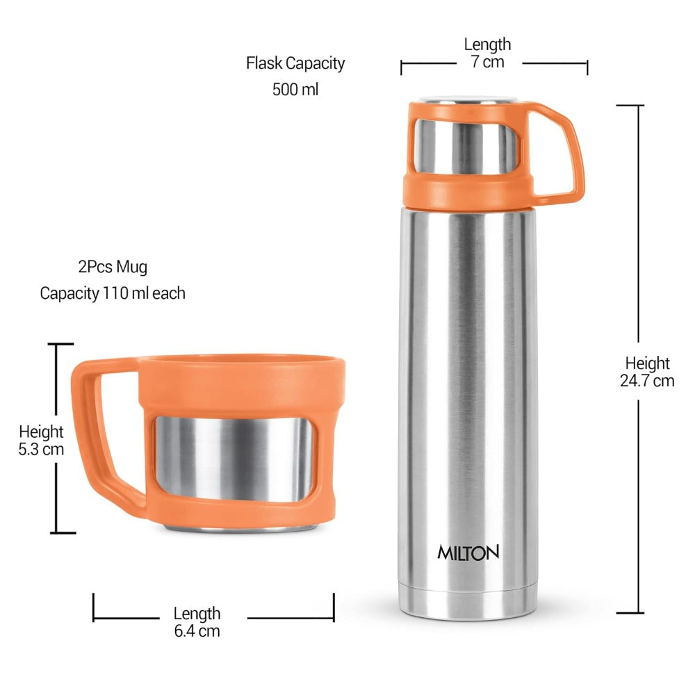 Milton Rejoice Gift Set - Stainless Steel 500 ML Flask + Stainless Steel 110 ML Mug - 14