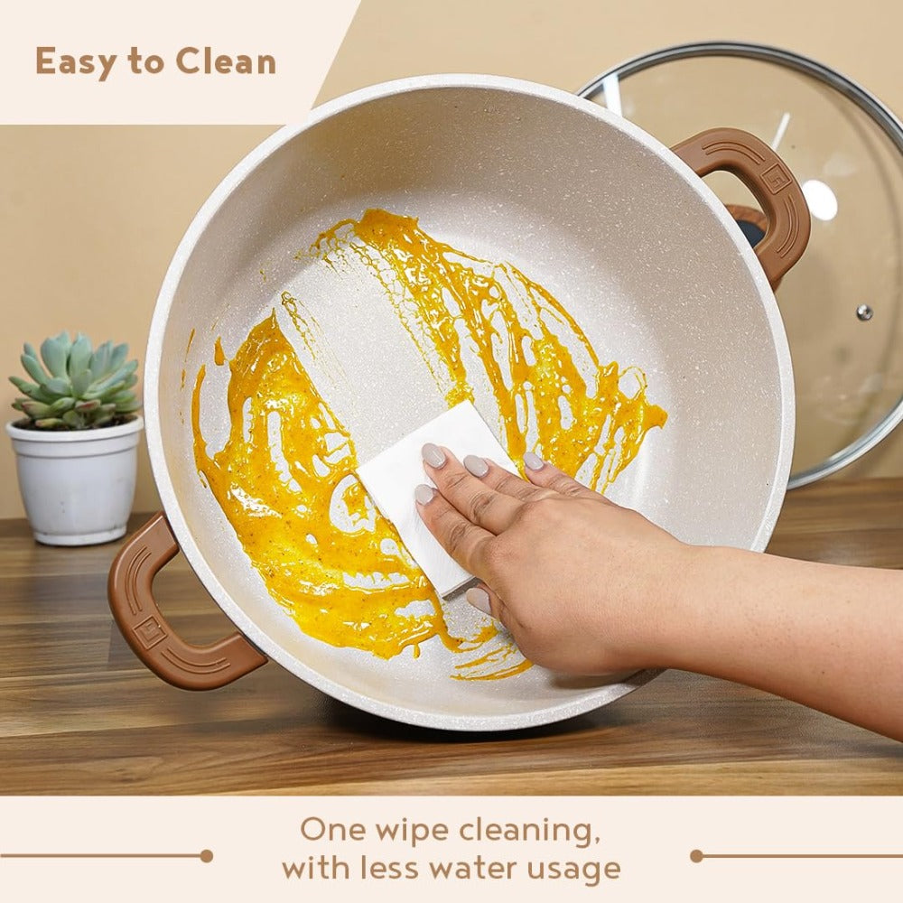 Bergner Naturally Marble Non Stick Casserole with Glass Lid - 4