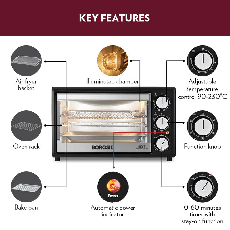 Borosil Best 25 Litres Air Fryer + Oven Toaster Griller - 5