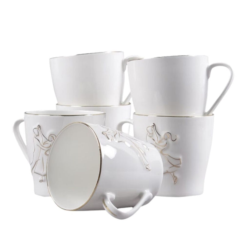 Clay Craft Ceramic Swirl Printed 220 ML Coffee & Tea Mugs - 3