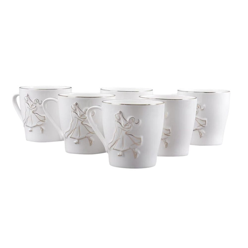 Clay Craft Ceramic Swirl Printed 220 ML Coffee & Tea Mugs - 4